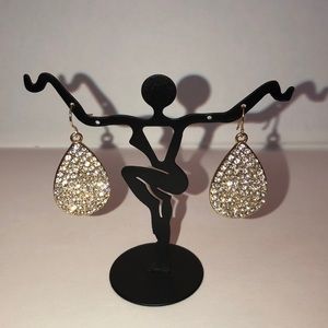 Gold and rhinestone tear drop earrings